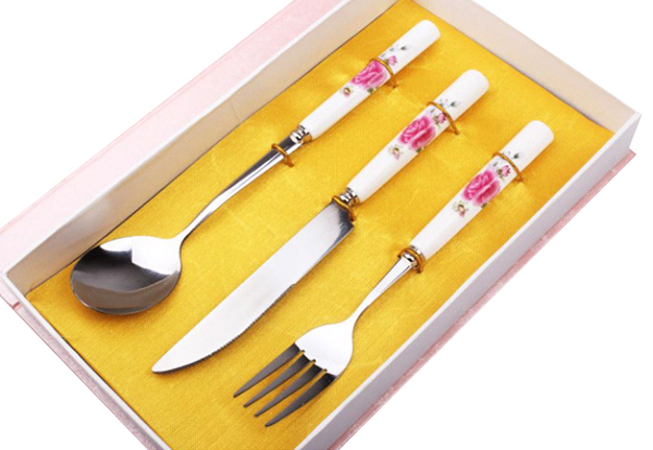 韩式陶瓷刀叉勺三件套 型号：MR - 1407