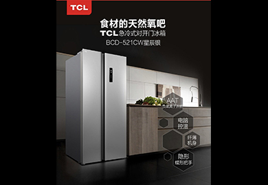 房地产营销礼品，交房礼品：TCL 520升双开门冰箱，BCD-521CW星辰银